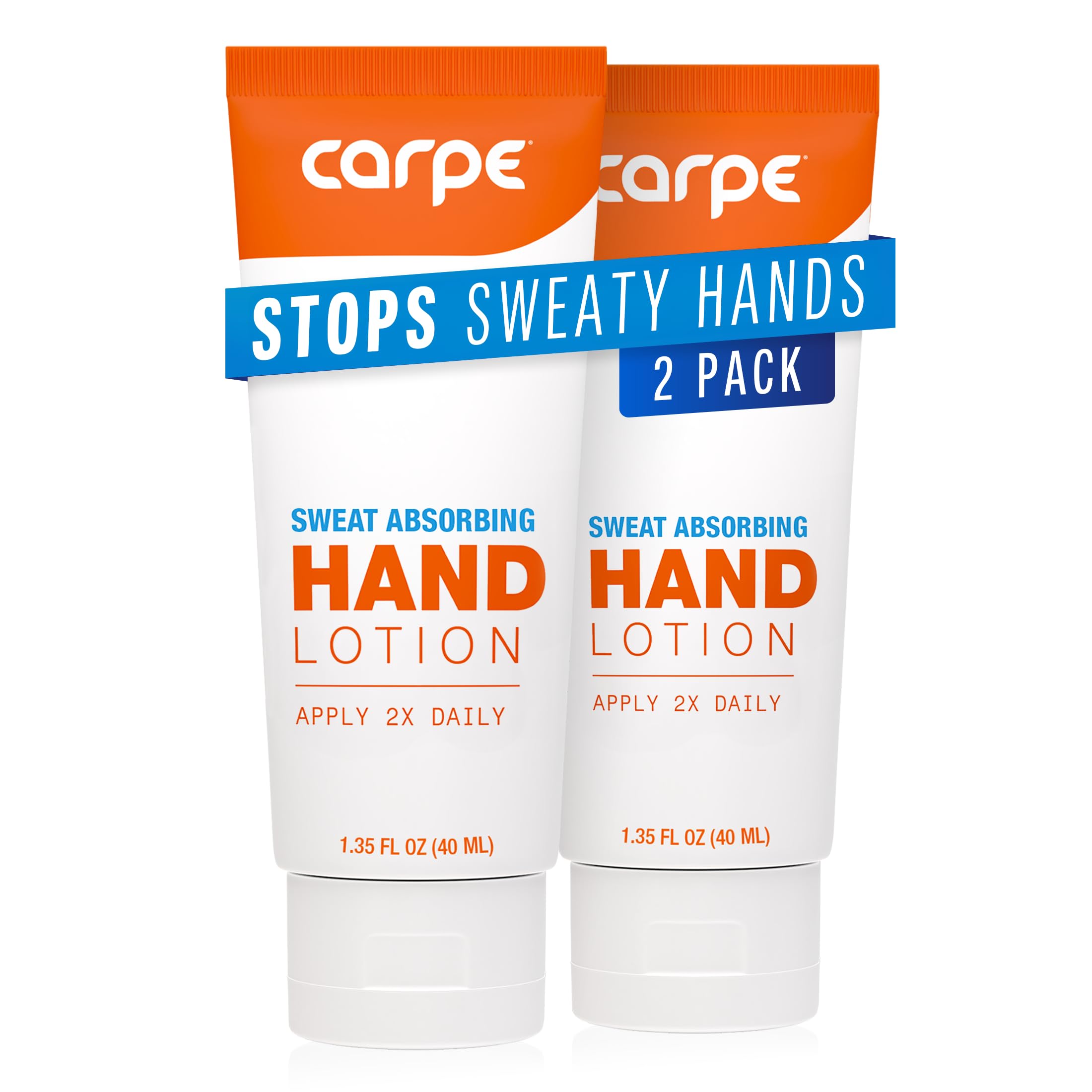 Carpe Sweat Absorbing Hand Lotion (Pack of 2) – Dermatologist-Recommended, Quick-Drying, Non-Irritating