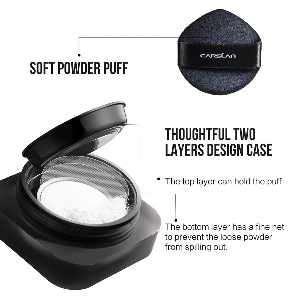 CARSLAN 1.0 Soft Focus Loose Setting Powder – Waterproof, Oil Control, Talc-Free (01 Blue Purple)