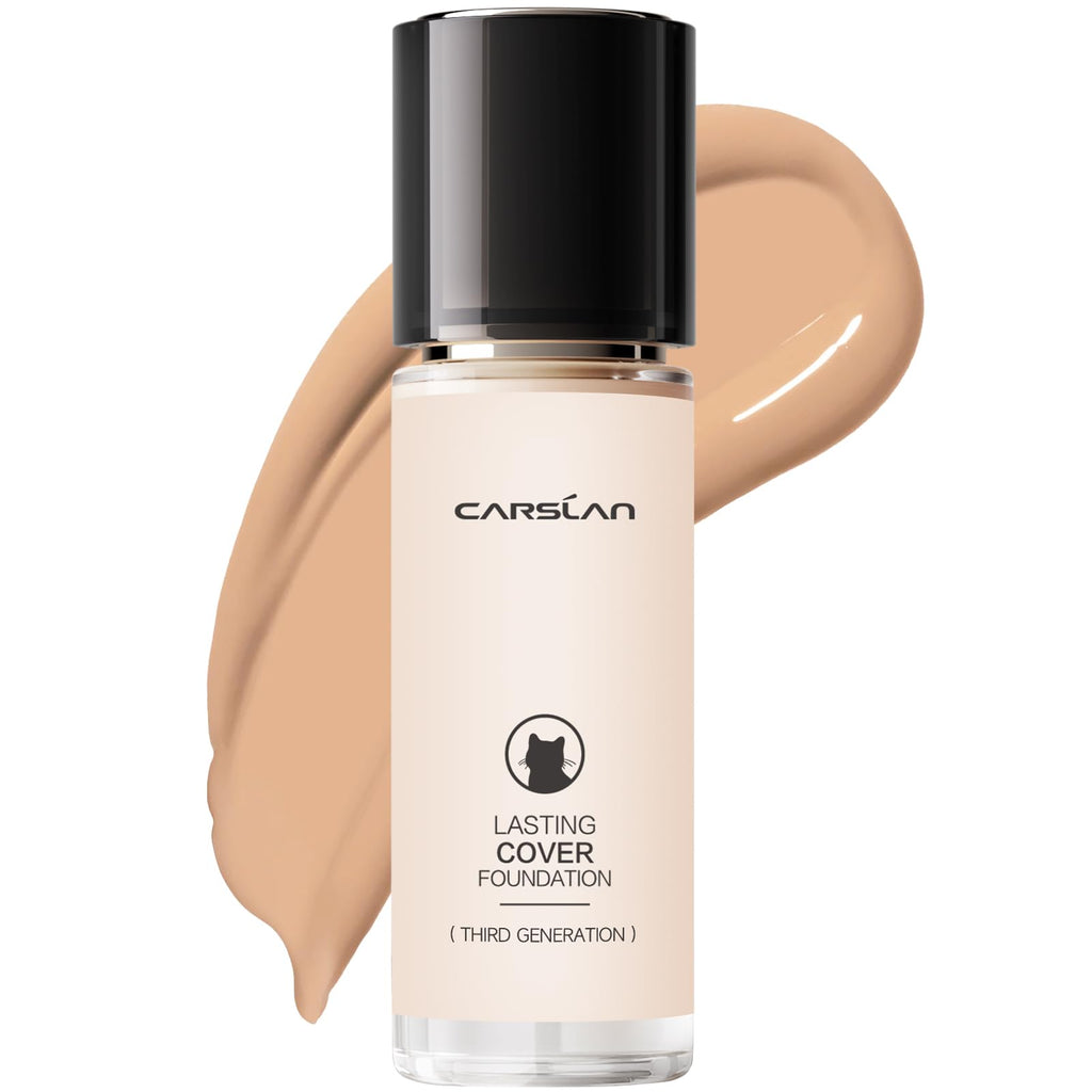 CARSLAN Lasting Cover Foundation | 24H Matte Full Coverage, Oil-Free, Waterproof (M01)