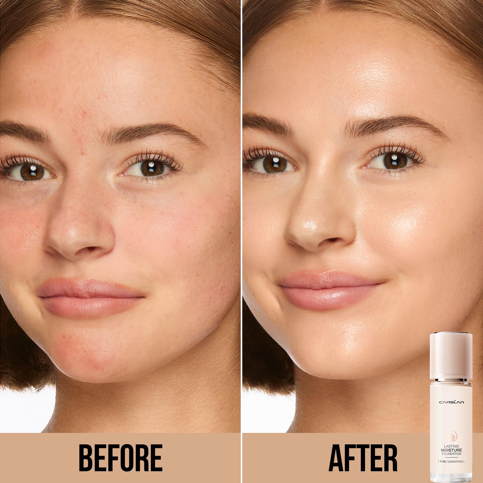 CARSLAN Lasting Moisture Foundation M01 – 24H Dewy Finish & Medium Coverage