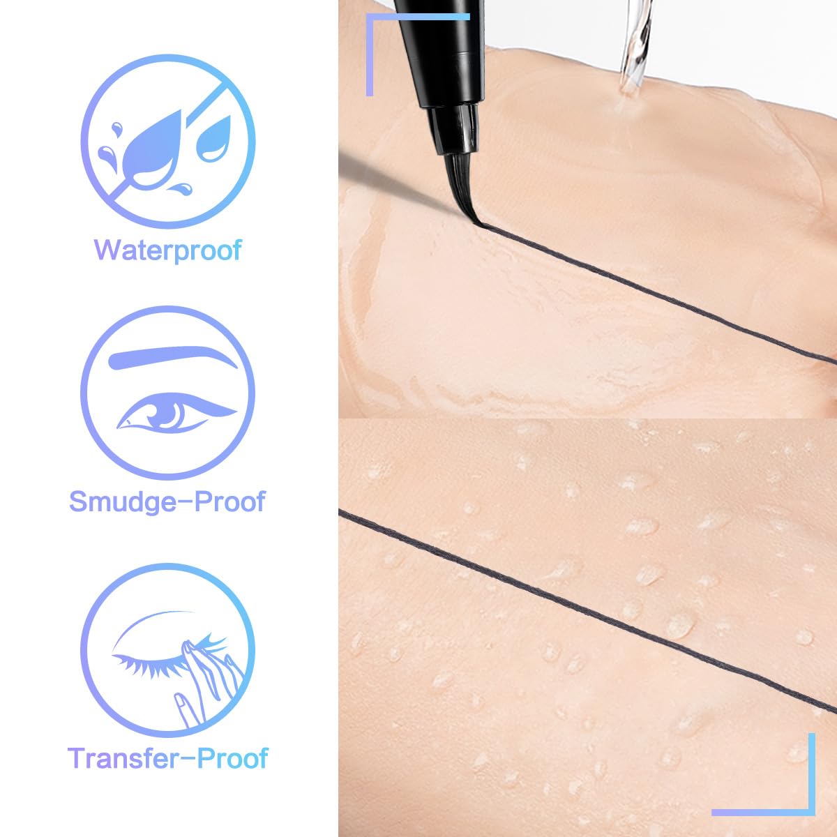 CARSLAN Liquid Eyeliner – Black, 0.1mm Felt Tip, 12H Waterproof & Smudgeproof (2 Count)