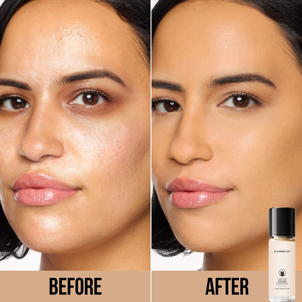 CARSLAN Lasting Cover Foundation | 24H Matte Full Coverage, Oil-Free, Waterproof (M01)