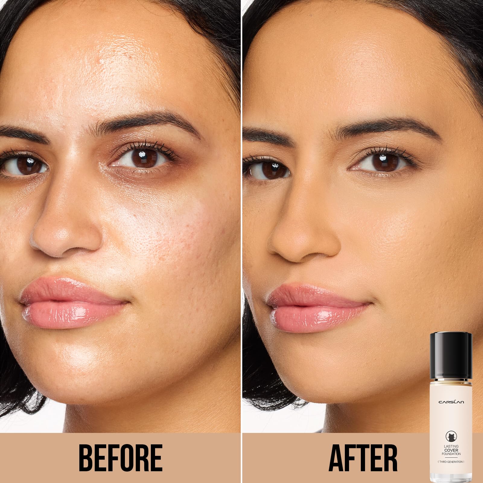 CARSLAN Lasting Cover Foundation | 24H Matte Full Coverage, Oil-Free, Waterproof (M01)
