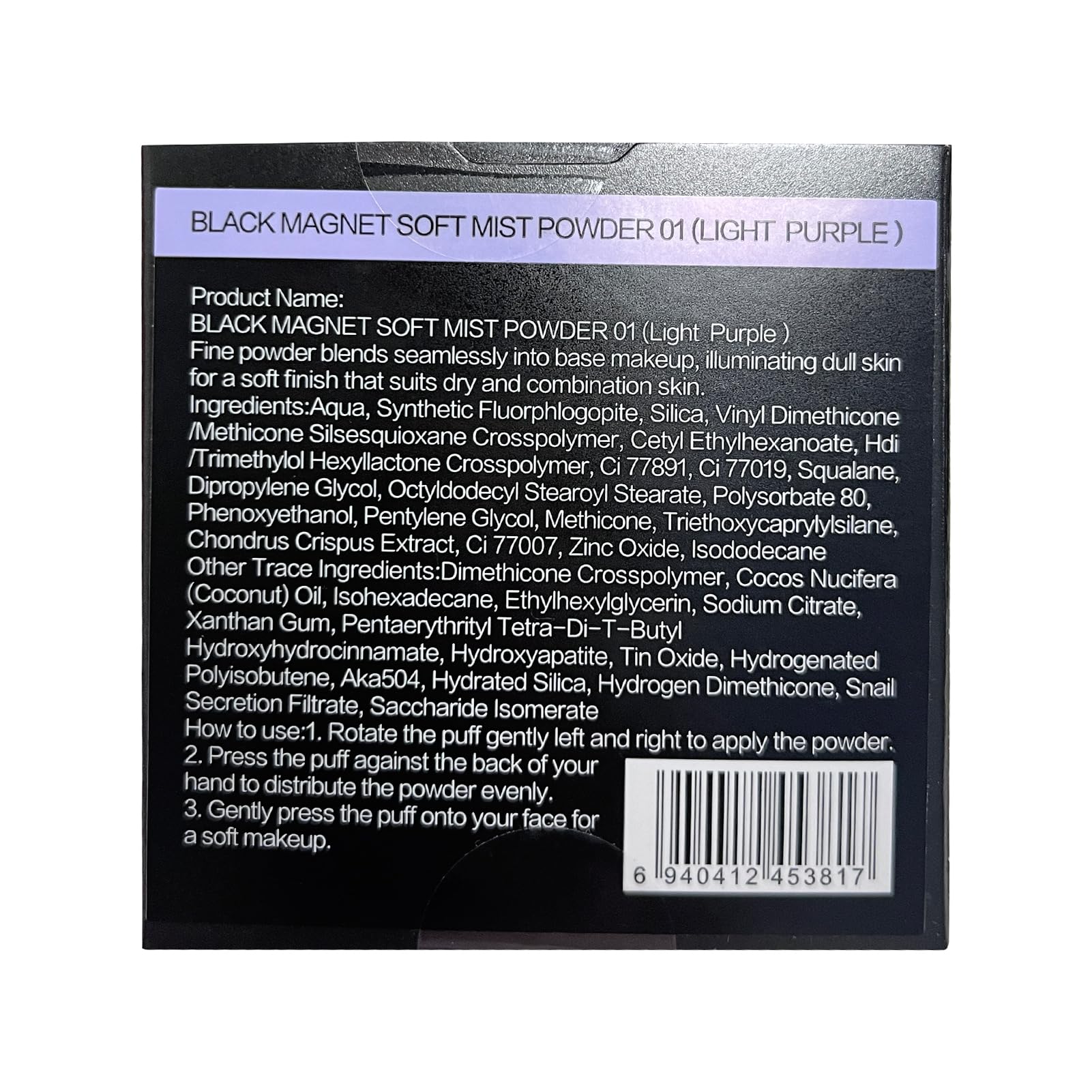 CARSLAN Waterproof Face Pressed Powder Compact | 24H Oil Control, Translucent Matte 03 Light Purple