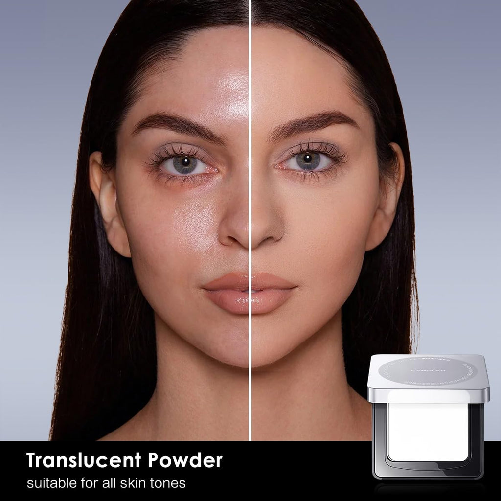 CARSLAN Waterproof Face Pressed Powder Compact | 24H Oil Control for Oily Skin (02)