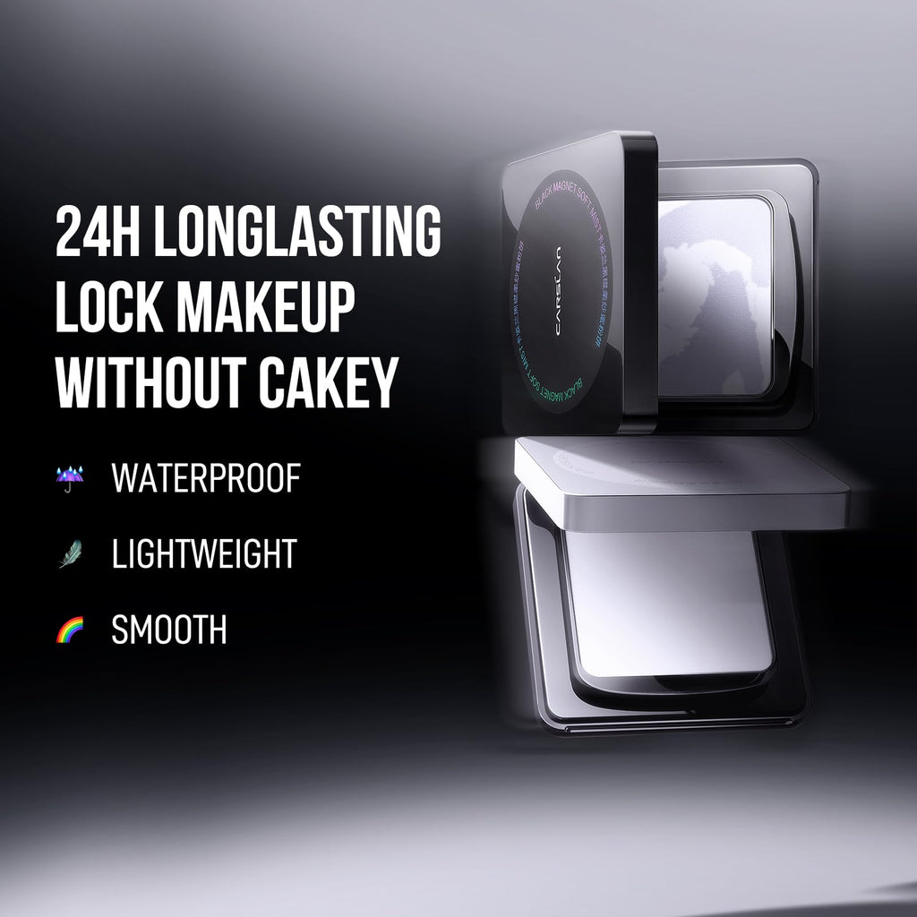 CARSLAN Waterproof Face Pressed Powder Compact | 24H Oil Control for Oily Skin (02)