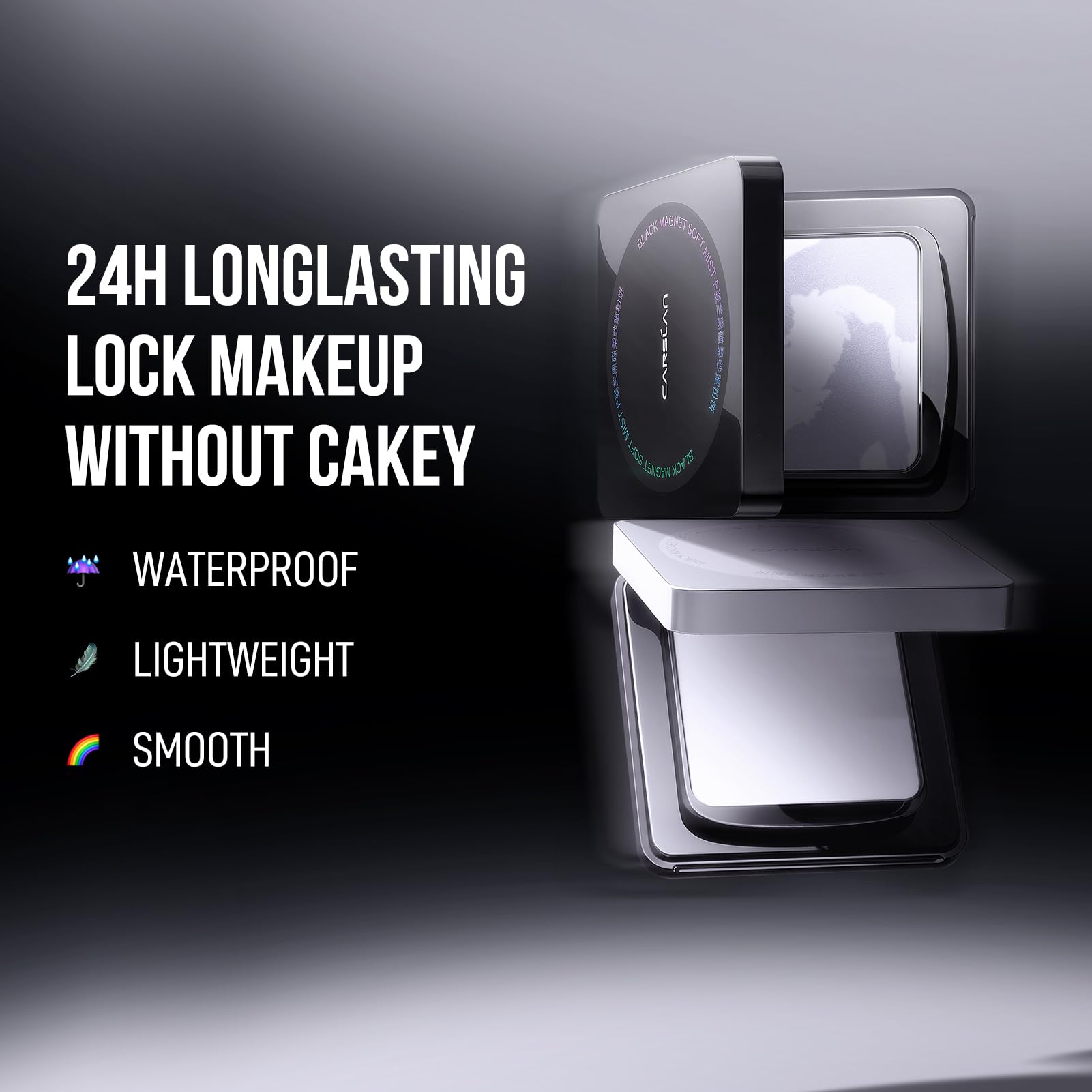 CARSLAN Waterproof Face Pressed Powder Compact | 24H Oil Control for Oily Skin (02)