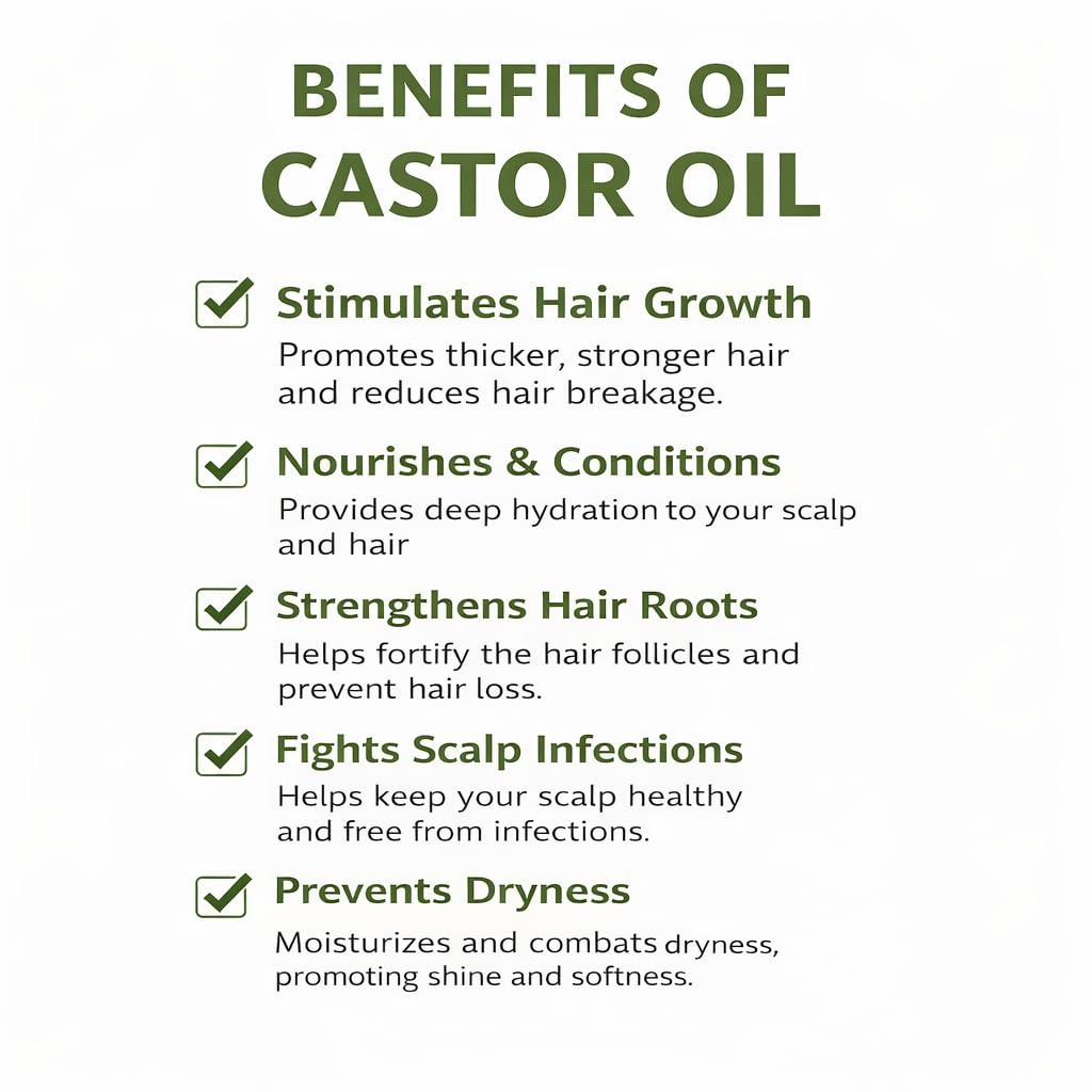 Castor Oil Hair Growth with Rosemary, Fenugreek & Peppermint – 100% Pure Organic, 4 oz