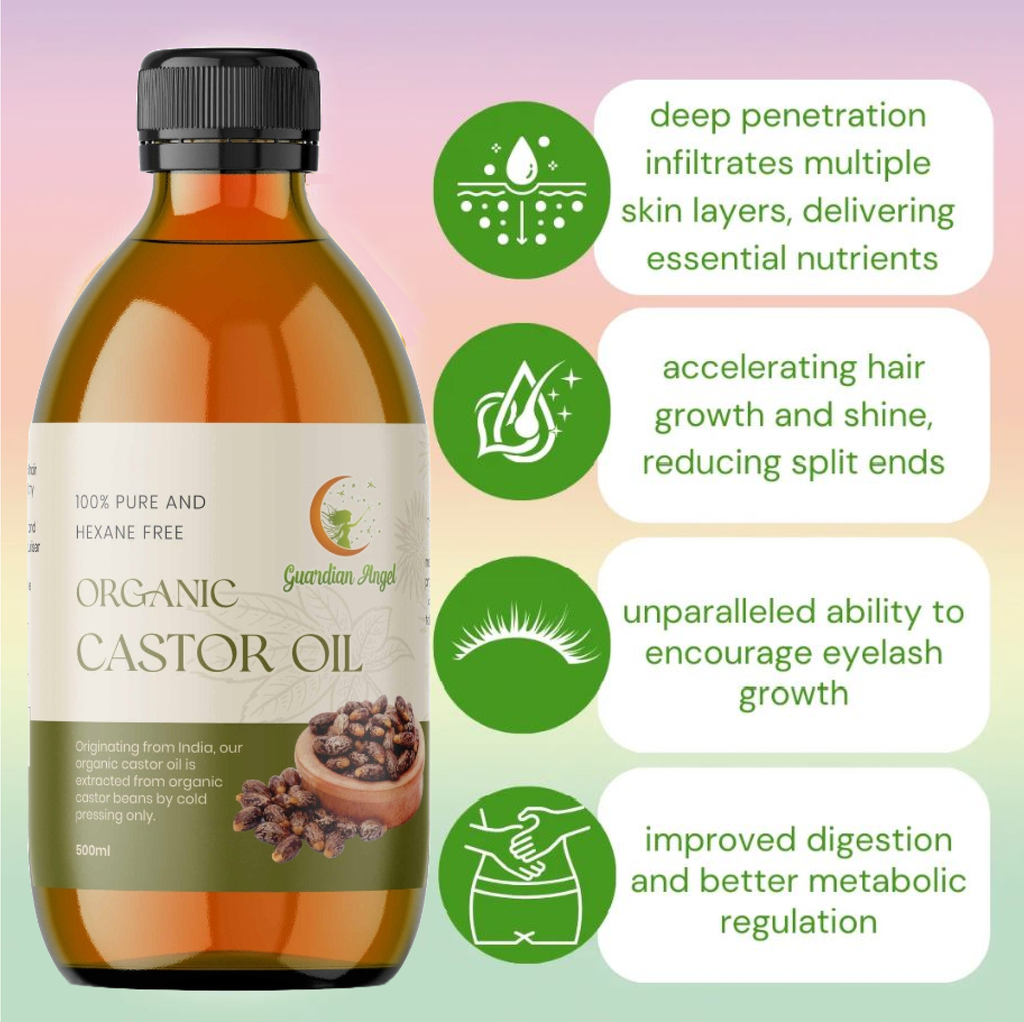 Organic Castor Oil - Virgin Cold Pressed, Ethically Sourced and Hexane Free