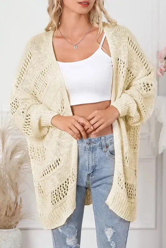 Hollowed Knit Dolman Sleeve Cardigan Women UK