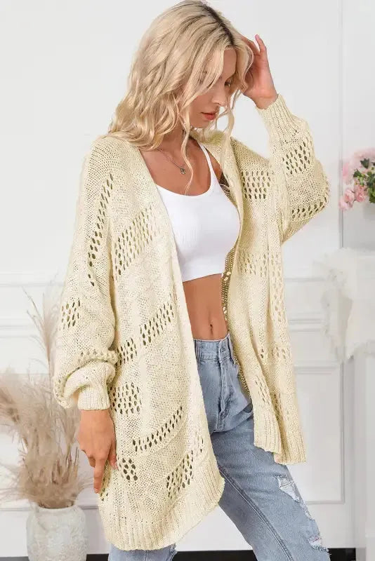 Hollowed Knit Dolman Sleeve Cardigan Women UK