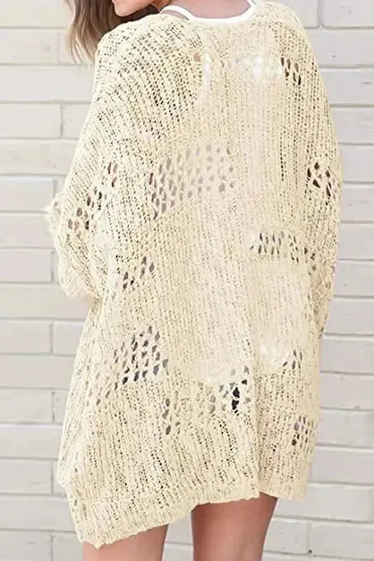 Hollowed Knit Dolman Sleeve Cardigan Women UK