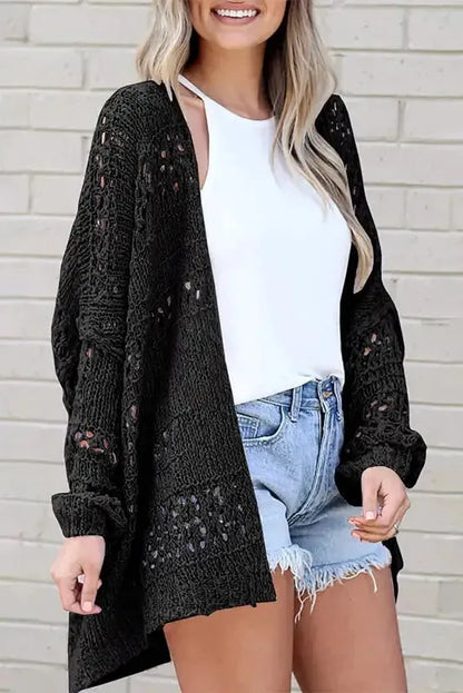 Hollowed Knit Dolman Sleeve Cardigan Women UK