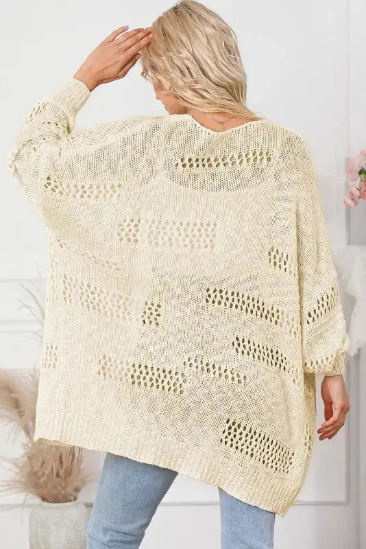 Hollowed Knit Dolman Sleeve Cardigan Women UK