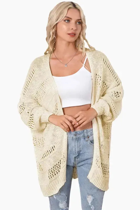Hollowed Knit Dolman Sleeve Cardigan Women UK