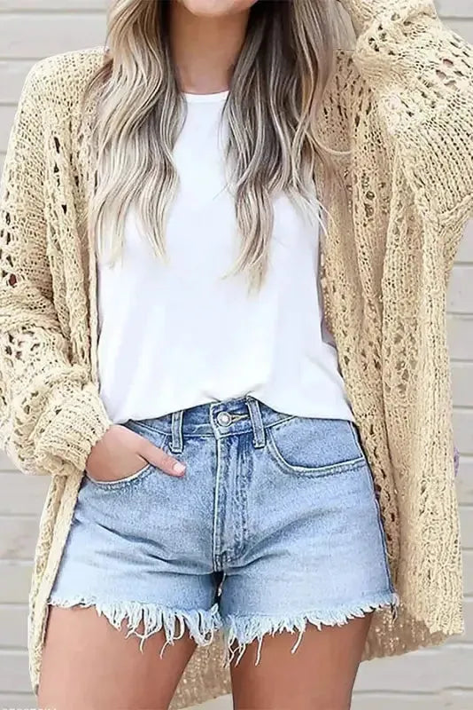 Hollowed Knit Dolman Sleeve Cardigan Women UK
