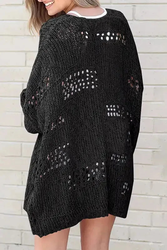Hollowed Knit Dolman Sleeve Cardigan Women UK