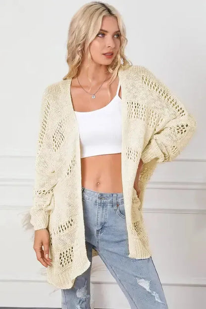 Hollowed Knit Dolman Sleeve Cardigan Women UK