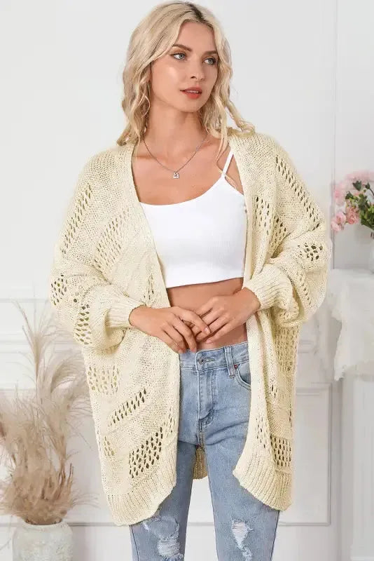 Hollowed Knit Dolman Sleeve Cardigan Women UK