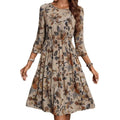 Casual Summer Dress for Women - Floral Printed A-Line Mid-Length Cotton Linen Dress