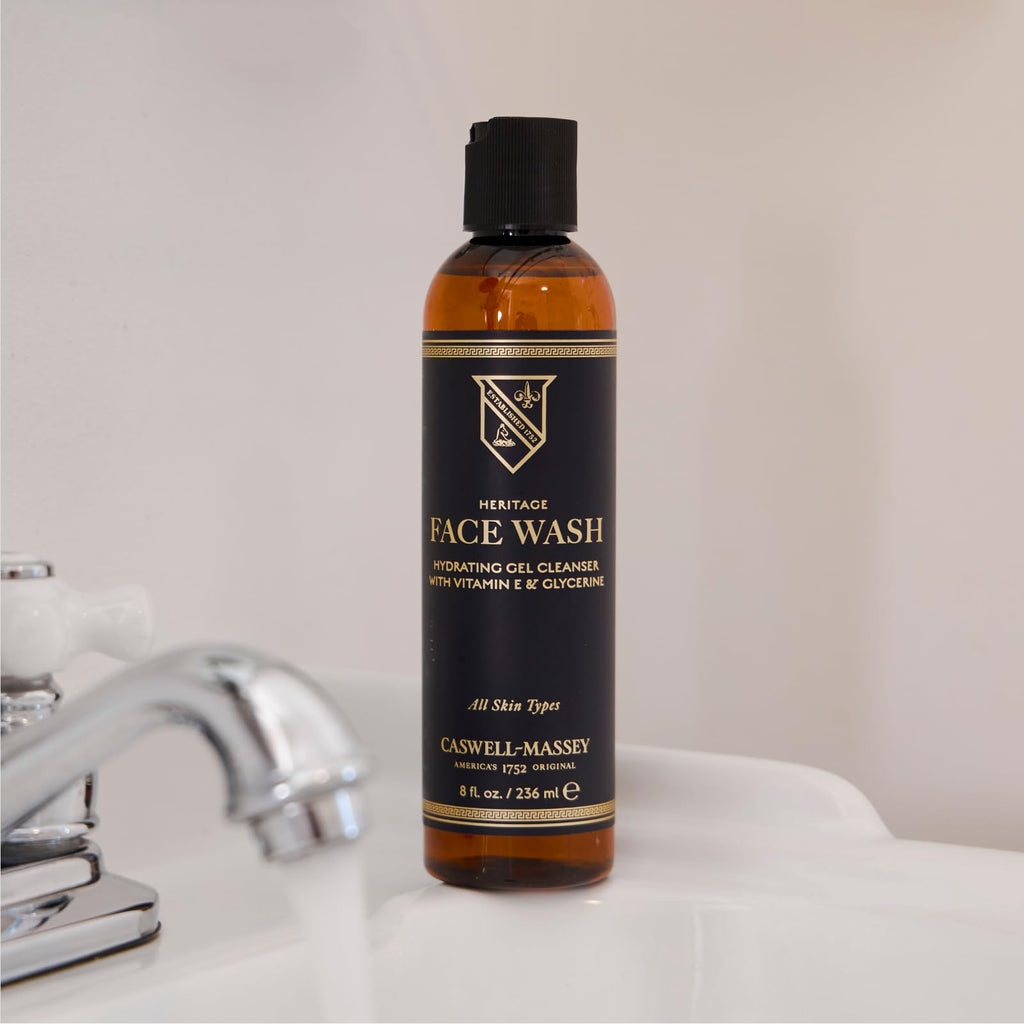 Caswell-Massey Heritage Face Wash Gel for Men — Vitamin E & Orange Oil Cleanser, 8 oz, Made in USA