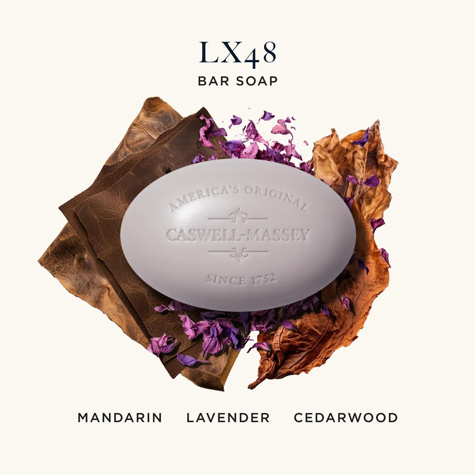 Caswell-Massey LX48 Natural Bar Soap for Men – Triple-Milled, Moisturizing, Made in USA (5.8 oz)