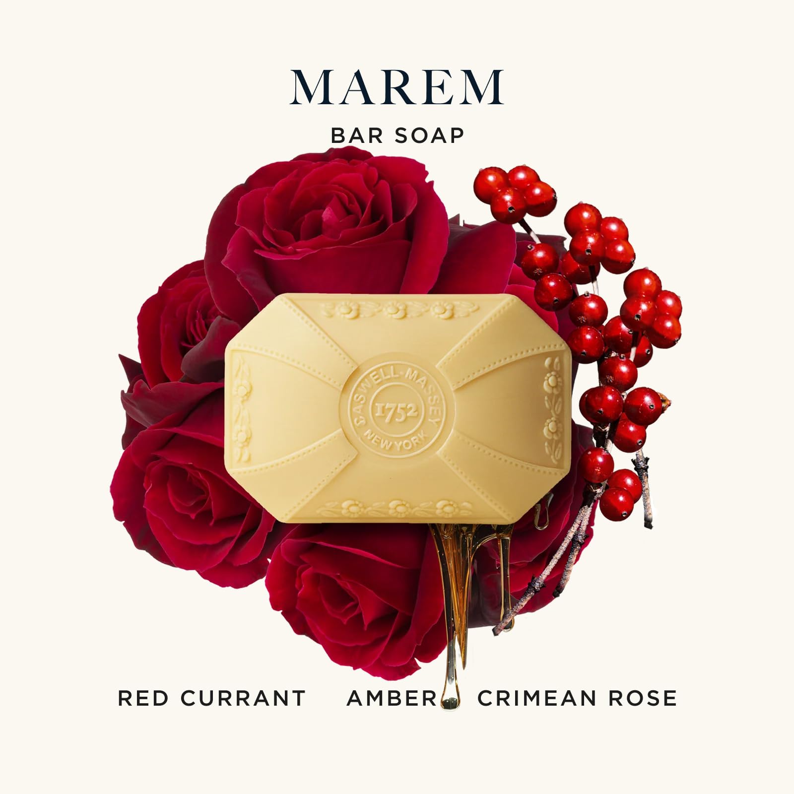 Caswell-Massey Marem Natural Bar Soap for Women — Moisturizing Plant-Based Body Soap, 3.5 oz