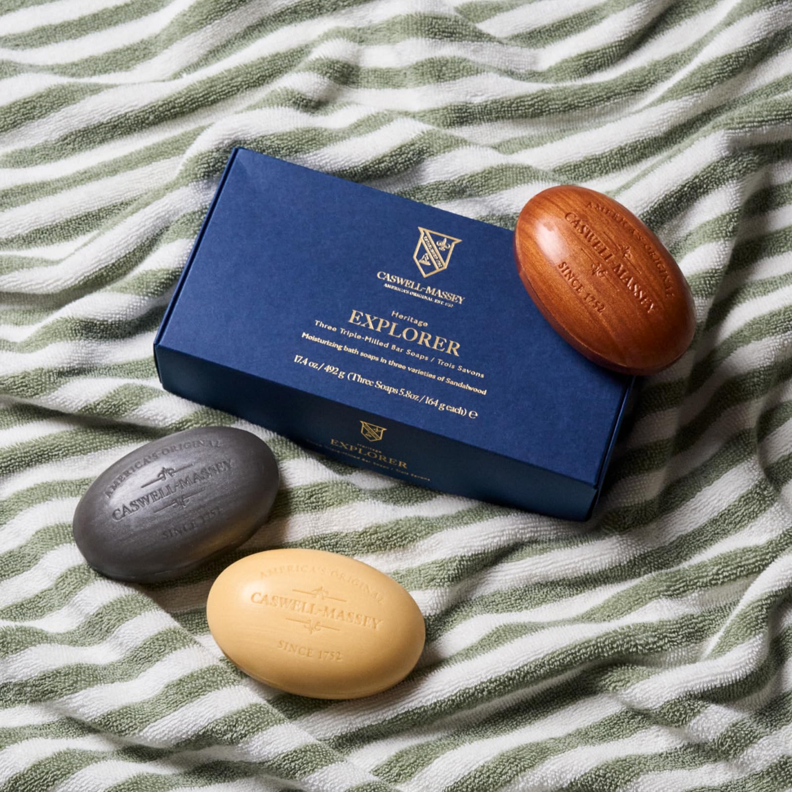 Caswell-Massey Men's Bar Soap Gift Set - Woodgrain & Sandalwood | Triple-Milled & USA Made