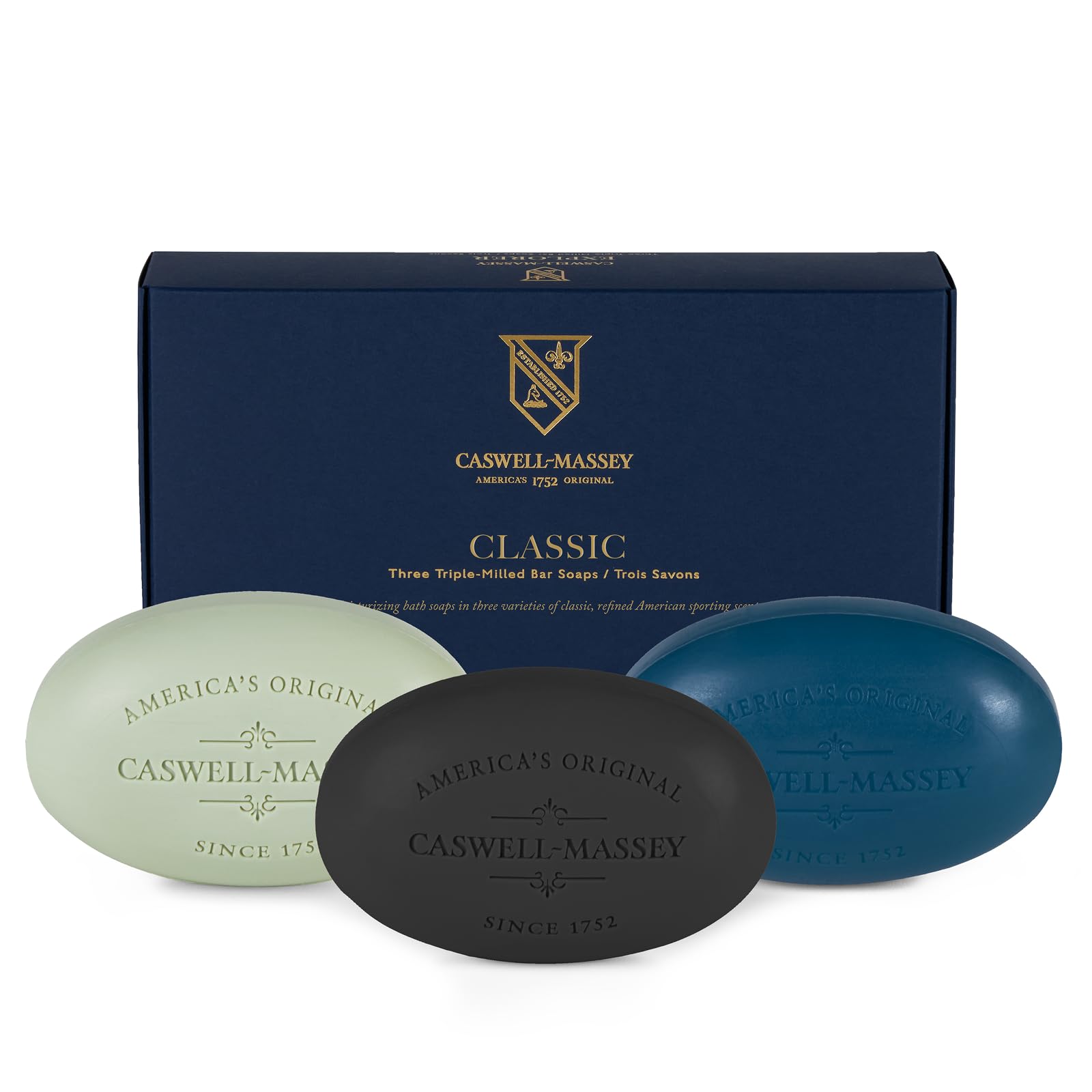 Caswell-Massey Men’s Bar Soap Gift Set – Newport, Oaire & Greenbriar | Triple-Milled, Plant-Based, Made in USA