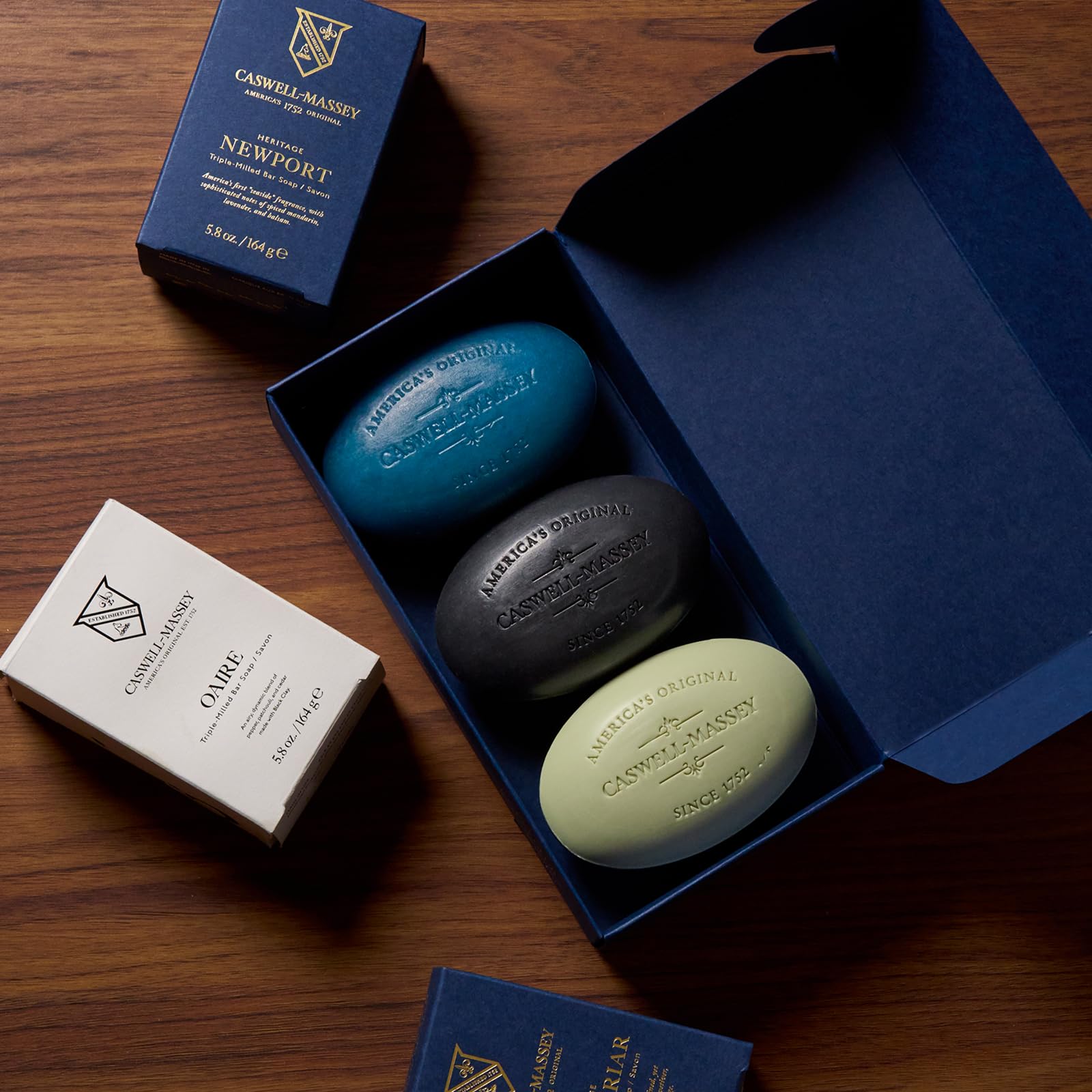 Caswell-Massey Men’s Bar Soap Gift Set – Newport, Oaire & Greenbriar | Triple-Milled, Plant-Based, Made in USA