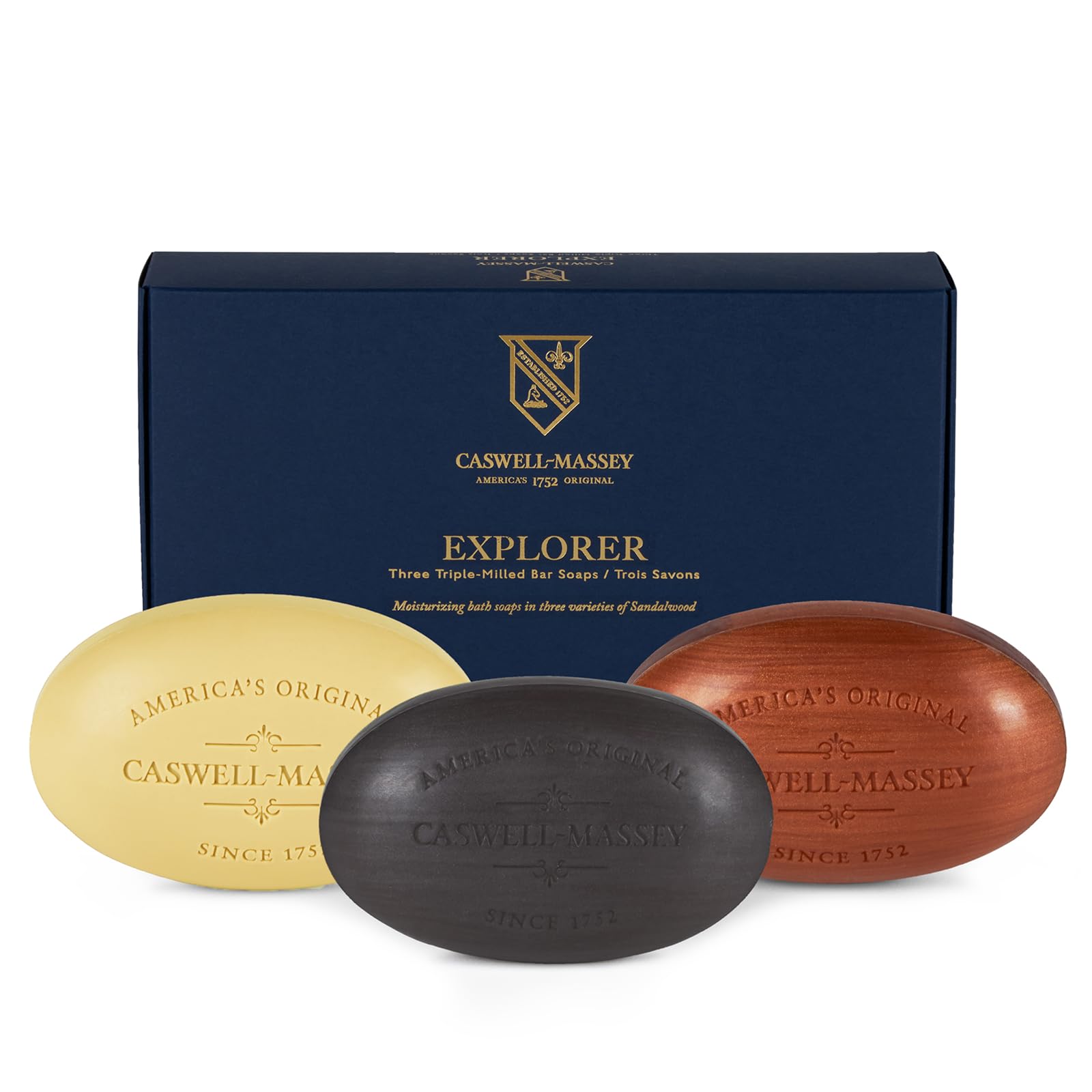 Caswell-Massey Men's Bar Soap Gift Set - Woodgrain & Sandalwood | Triple-Milled & USA Made