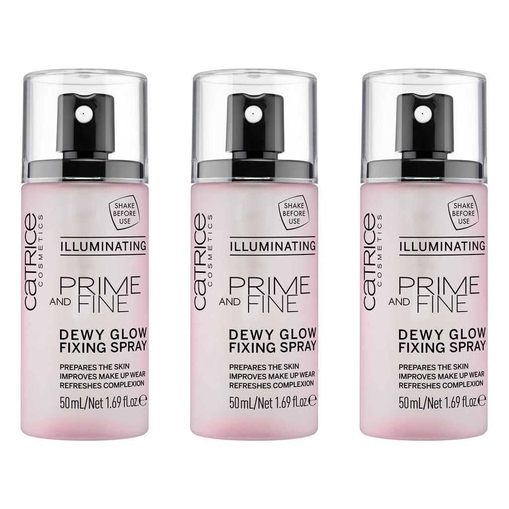 Catrice Prime & Fine Illuminating Dewy Glow Spray – 3-Pack, Transparent & Fast-Drying, Vegan & Cruelty-Free
