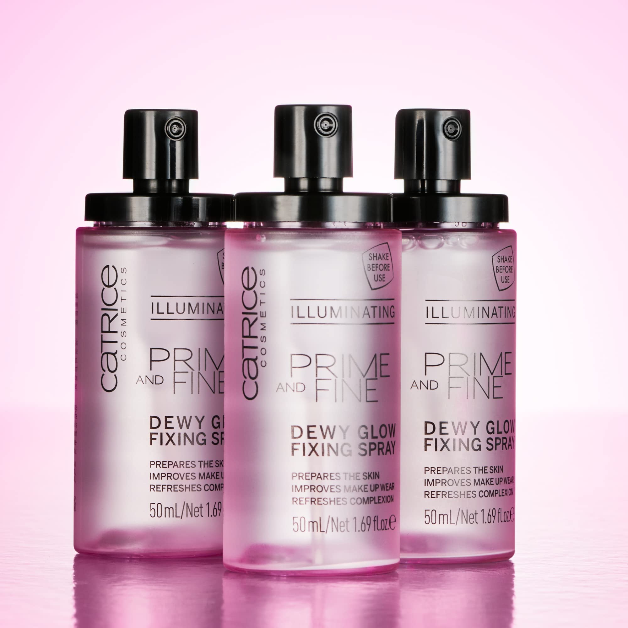 Catrice Prime & Fine Illuminating Dewy Glow Spray – 3-Pack, Transparent & Fast-Drying, Vegan & Cruelty-Free