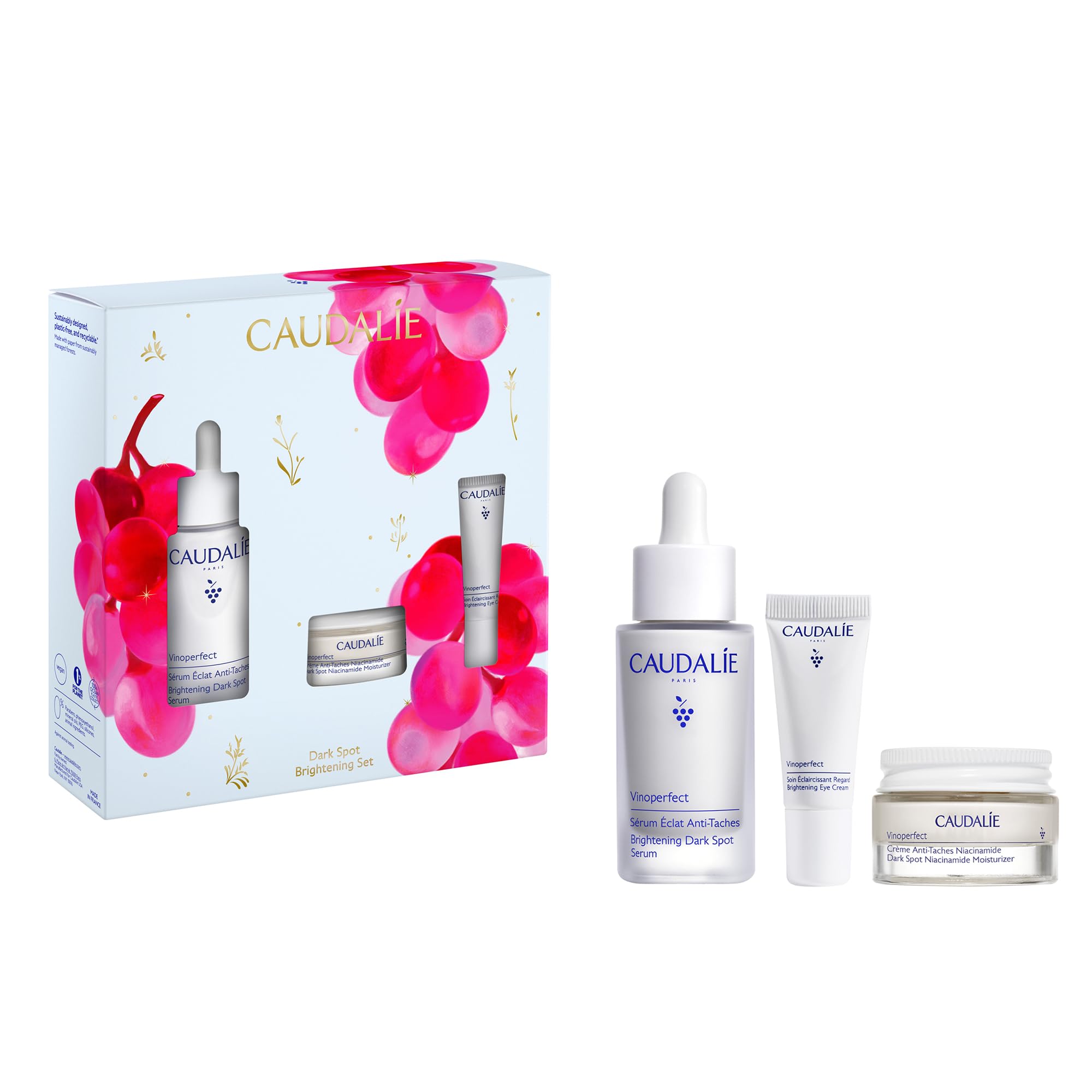Caudalie Vinoperfect Brightening Dark Spot Serum Gift Set – Full Size + 2 Travel-Size Extras