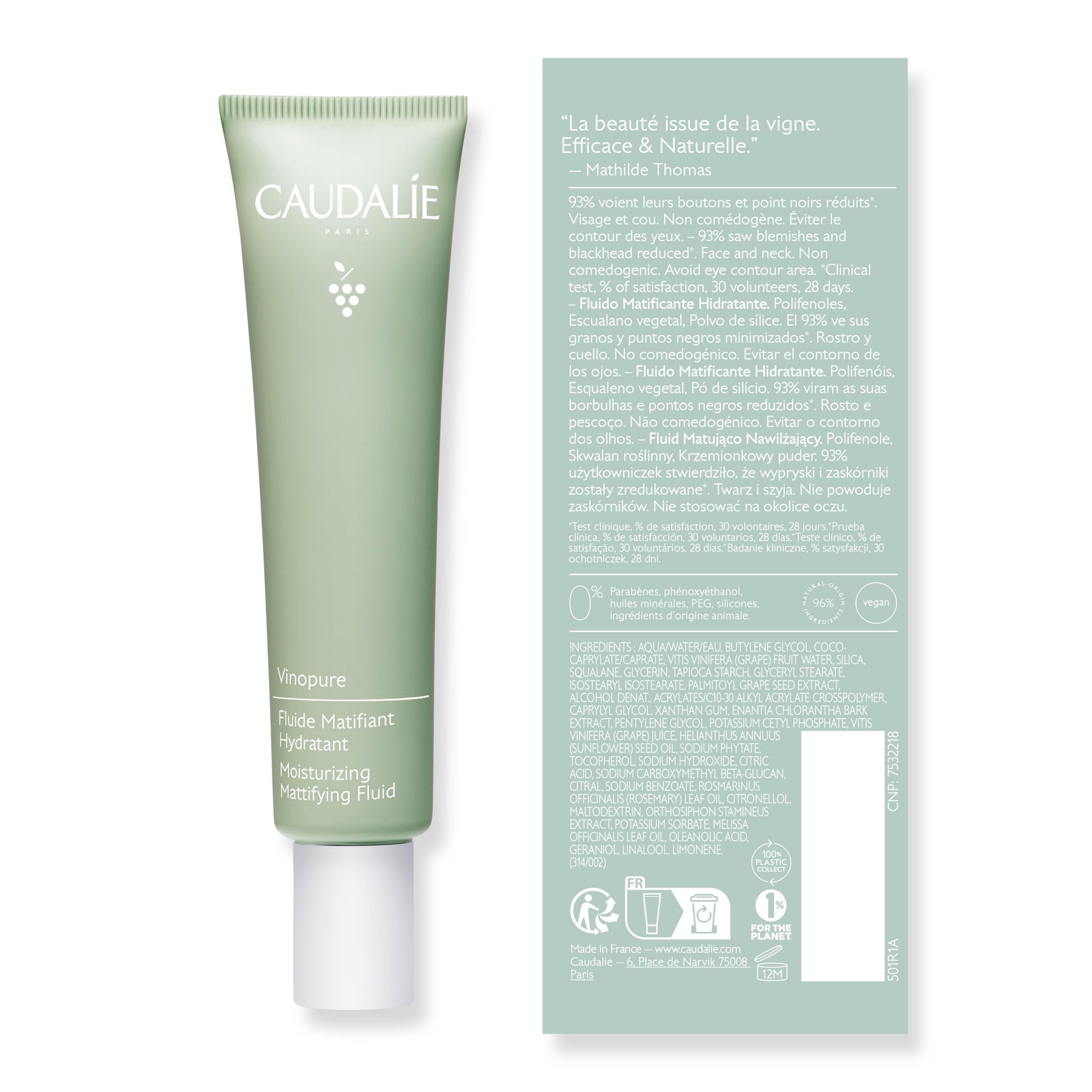 Caudalie Vinopure Oil Control Moisturizer – Hydrating & Mattifying Gel (40 mL)