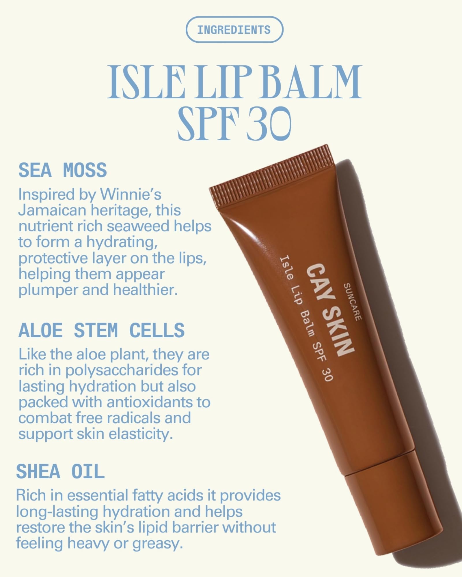 Cay Skin Isle Lip Balm SPF 30 – High Shine Hydrating Lip Gloss in Vanilla Brown Sugar, 3-Pack