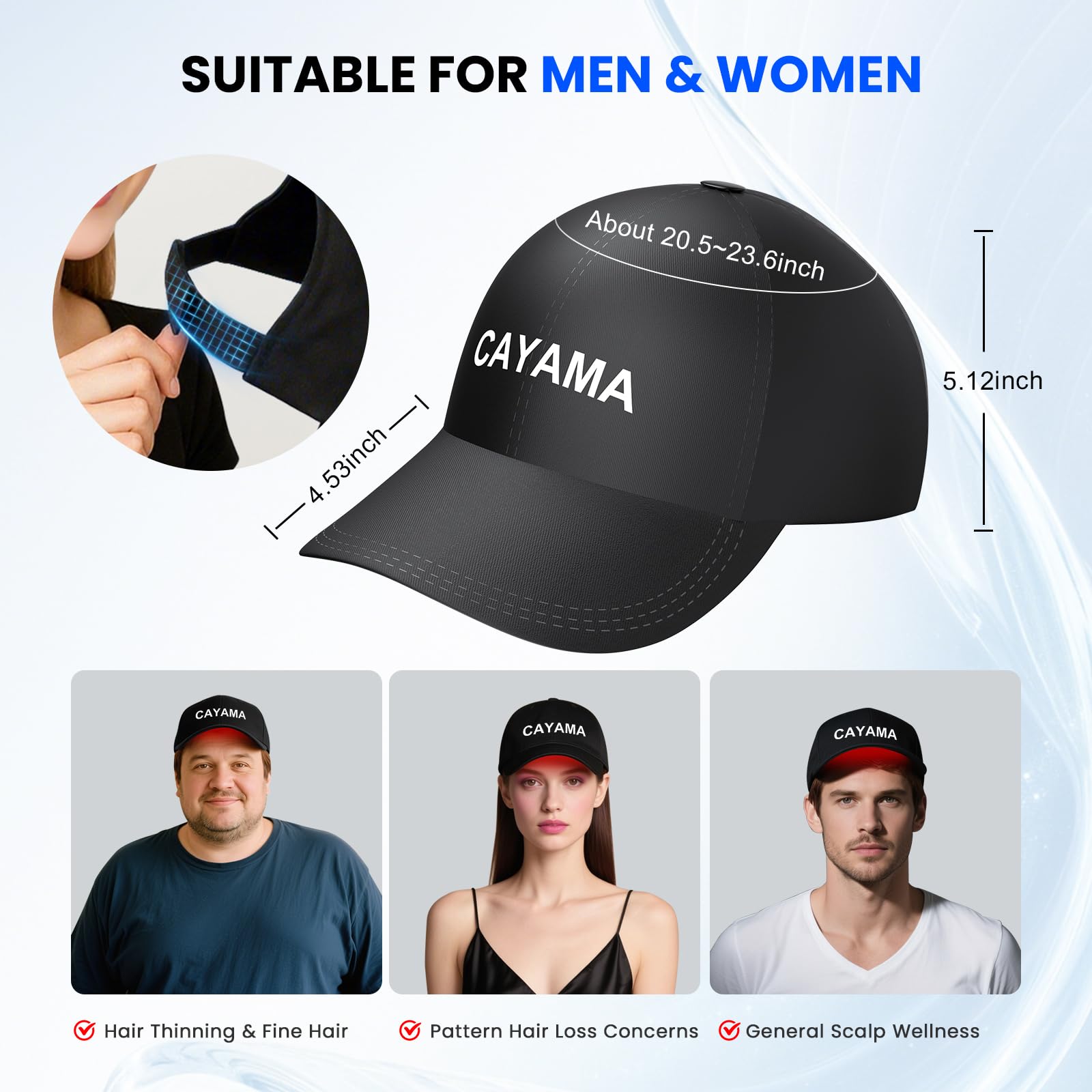 CAYAMA Red Light Hair Growth Cap – Cordless & Adjustable At-Home Therapy