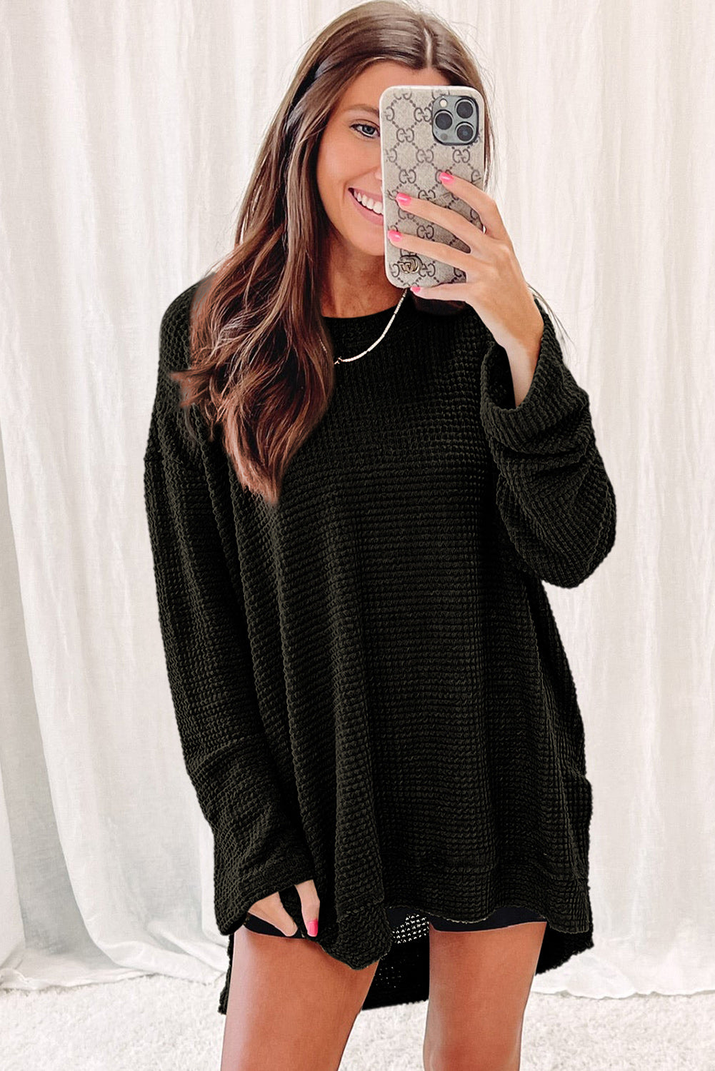 Moss Green Textured Knit Top | Plus Size Long Sleeve