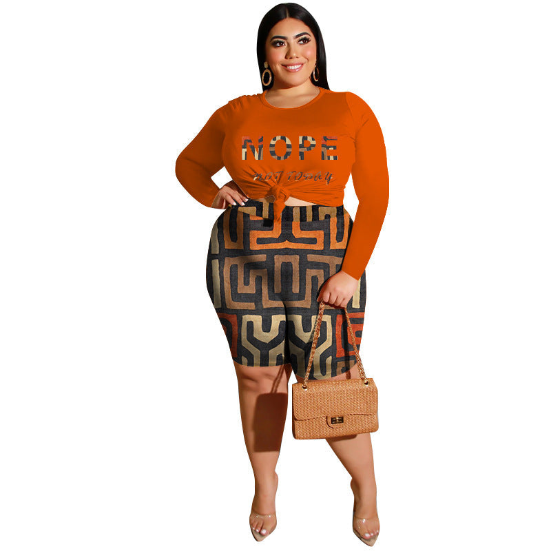 Women's Fashionable Casual Two-Piece Set Printed Top And Shorts