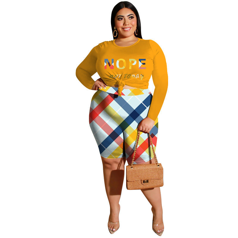 Women's Fashionable Casual Two-Piece Set Printed Top And Shorts