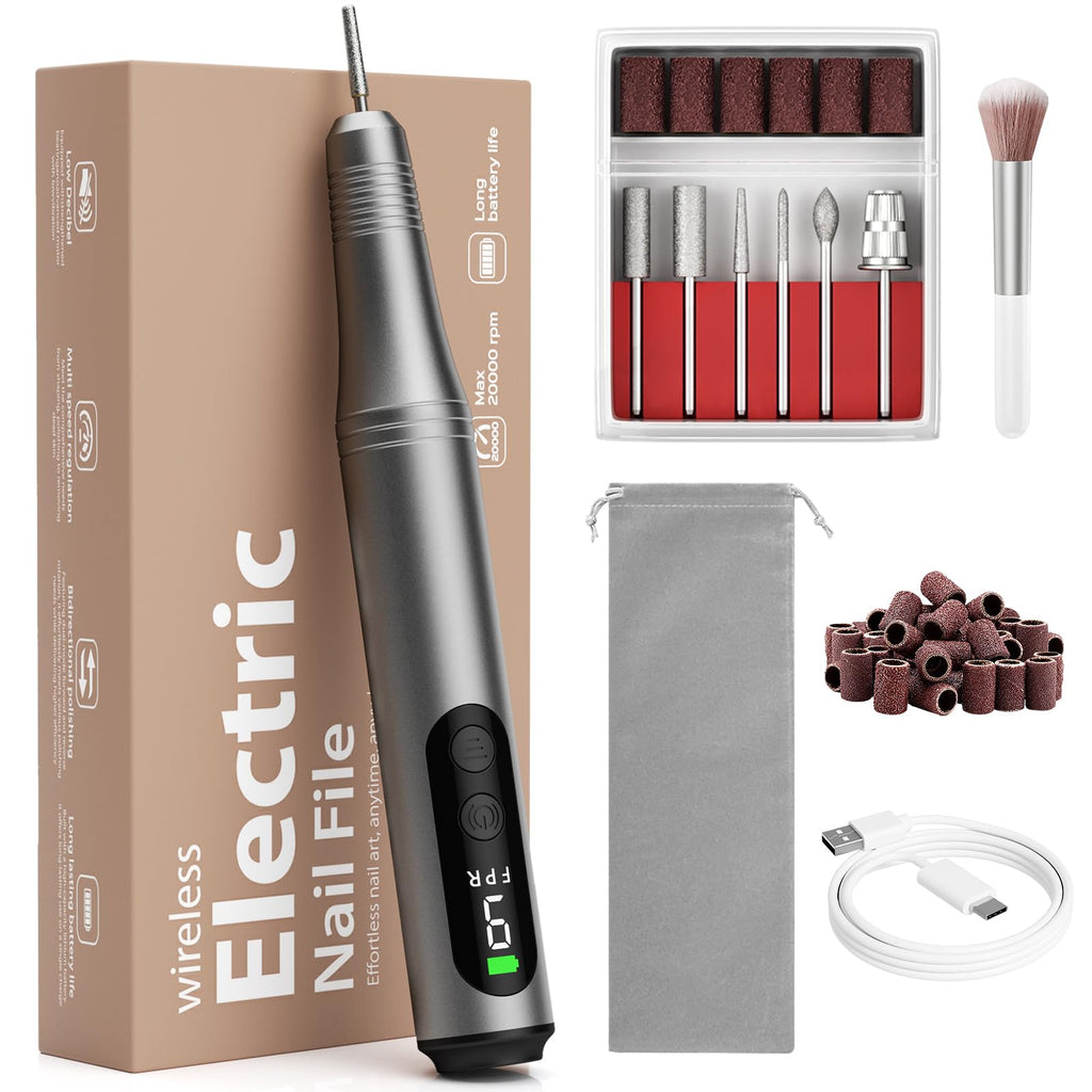 Ccigedy 6-in-1 Electric Nail Drill Kit – Cordless Nail File with 9-Speed LED