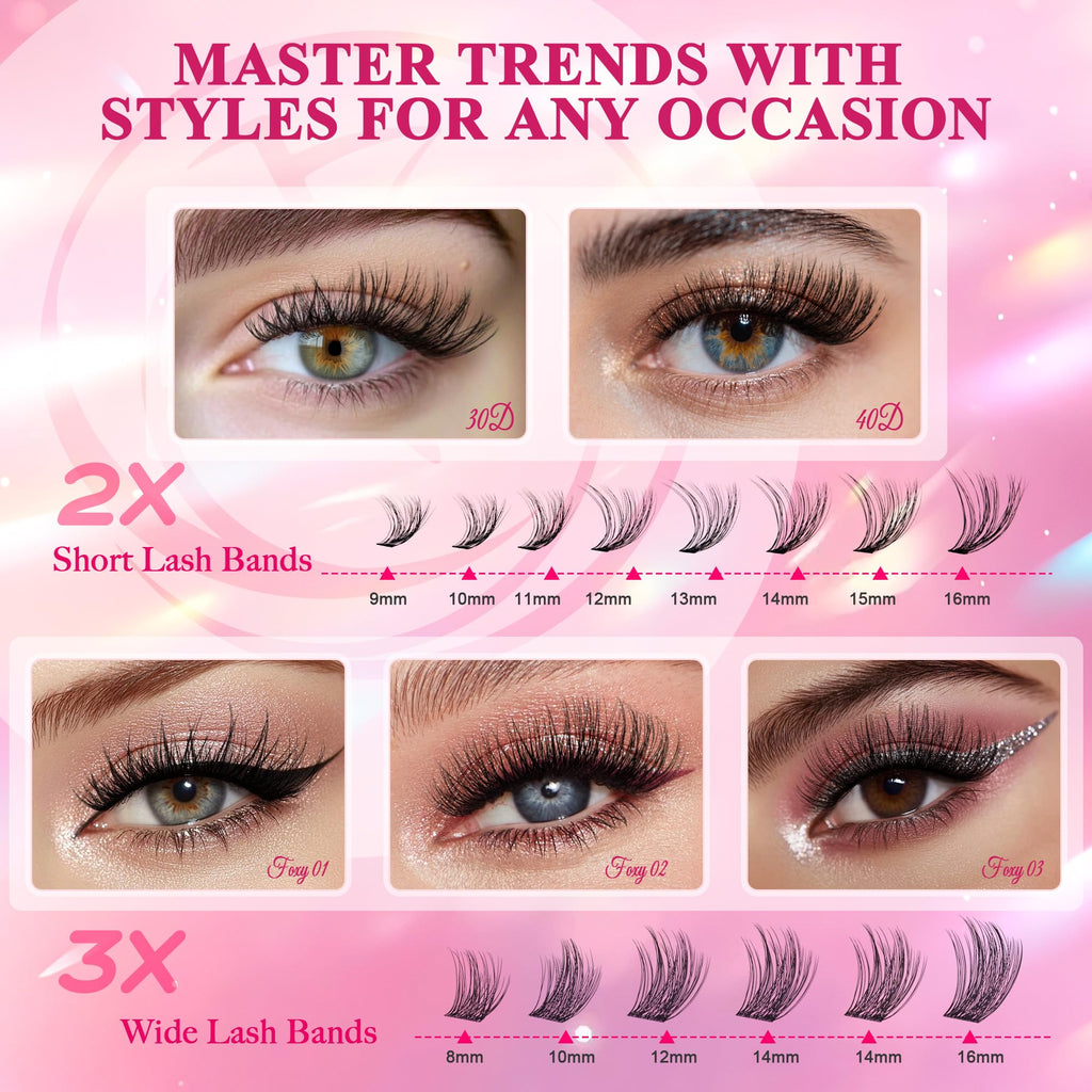 CCODDY Lash Clusters Kit 536PCS – Wispy Natural D-Curl Lashes for DIY At-Home Extensions