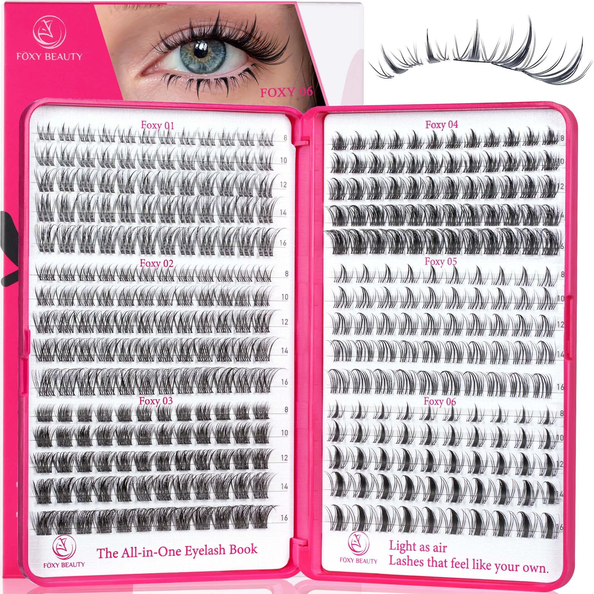 CCODDY Lash Clusters Kit – 360 Pcs Wide-Band Lashes (8–16mm) DIY at Home
