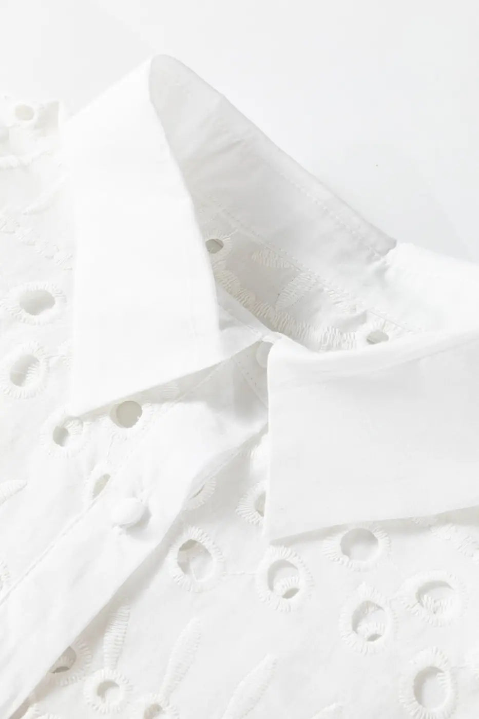 Women's White Cutwork Embroidered Puff Sleeve Crop Top