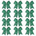 CEELGON 12-Pack Forest Green Glitter Cheer Bows – Large 8-Inch Rhinestone Hair Ties for Teens