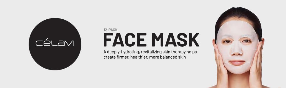Celavi Face Mask Set – 48 K-Beauty Sheet Masks, 4 Packs of 12 Flavors, Made in Korea