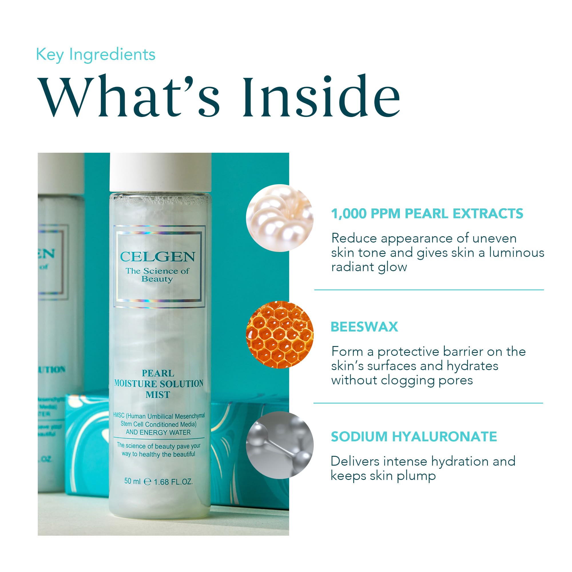 Celgen Pearl Moisture Solution Mist – Ultra Fine 3-in-1 Setting Spray with Niacinamide & Pearl Extract