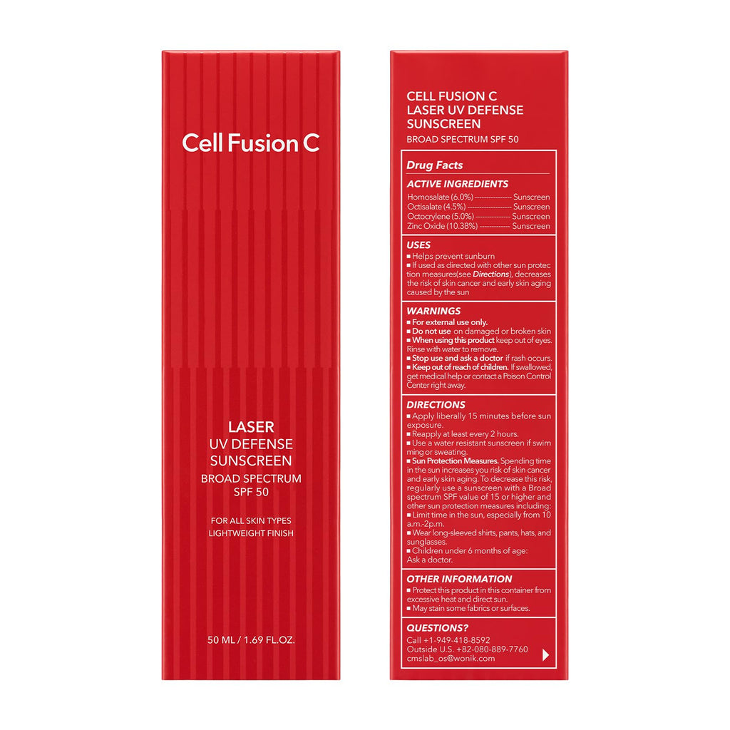 Cell Fusion C Laser UV Defense SPF 50 Sunscreen – PDRN & 6 Ceramides, Soft Matte Finish, 50 ml
