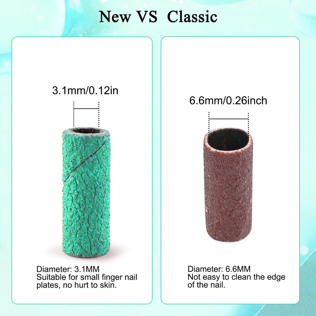 Cellentool 200 Pcs Small Sanding Bands with 3.1mm Mandrel Bit — 150/180/240 Grits for Acrylic & Gel Manicures