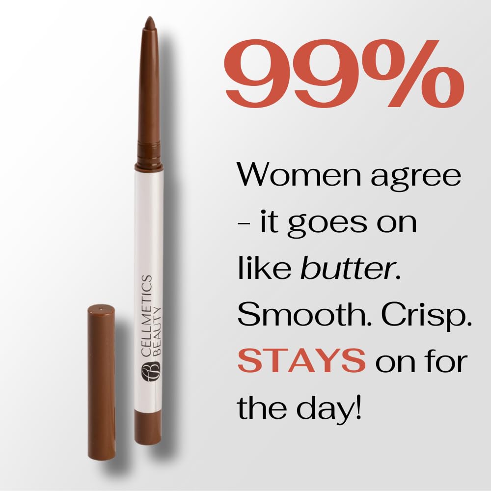 CELLMETICS Long-Wear Cream Eyeliner for Mature Women – Warm Brown (1) – Water-Resistant, Retractable, Smudge-Proof Pencil